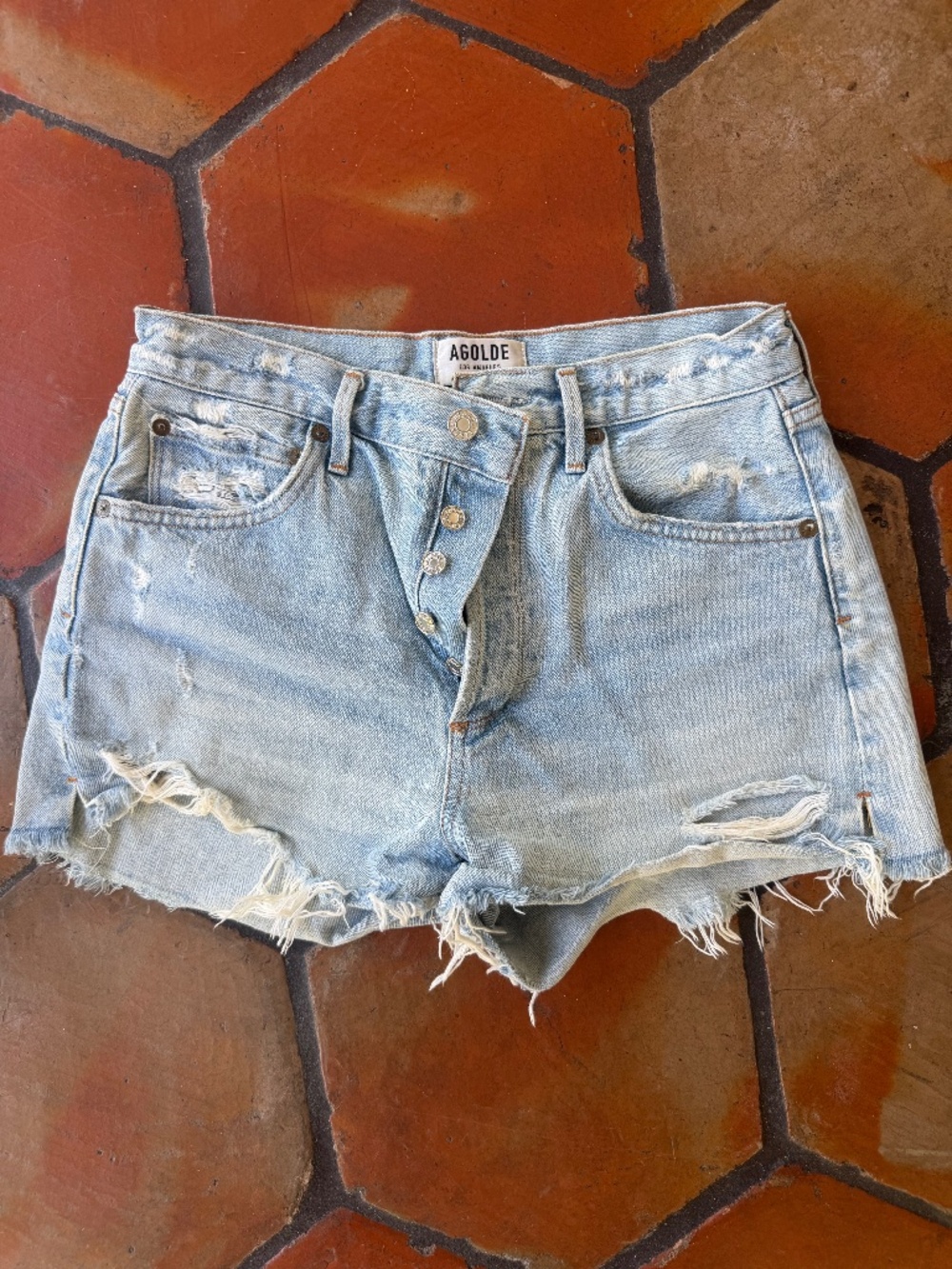 AGOLDE Distressed Denim Shorts